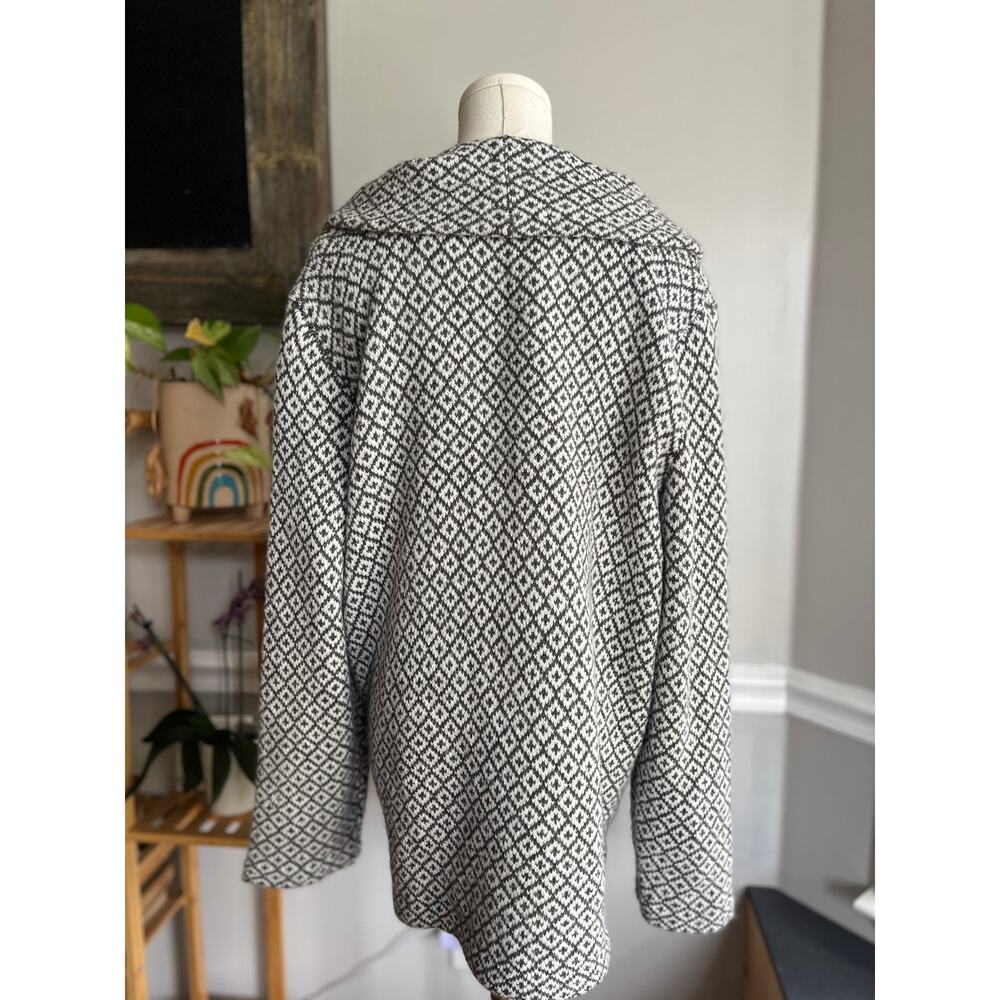 Vintage Y2K Cardigan Sweater Gray White Collared Knit Size 2X - Picture 4 of 5